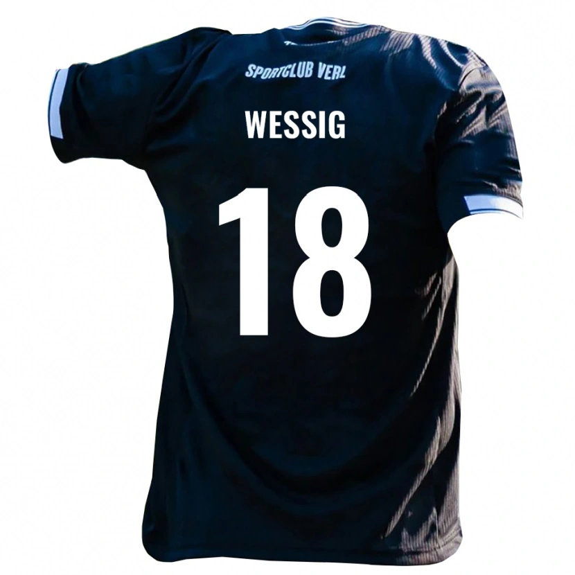 Danxen Hombre Camiseta Fabian Wessig #18 Negro Blanco 2ª Equipación 2025/26 La Camisa