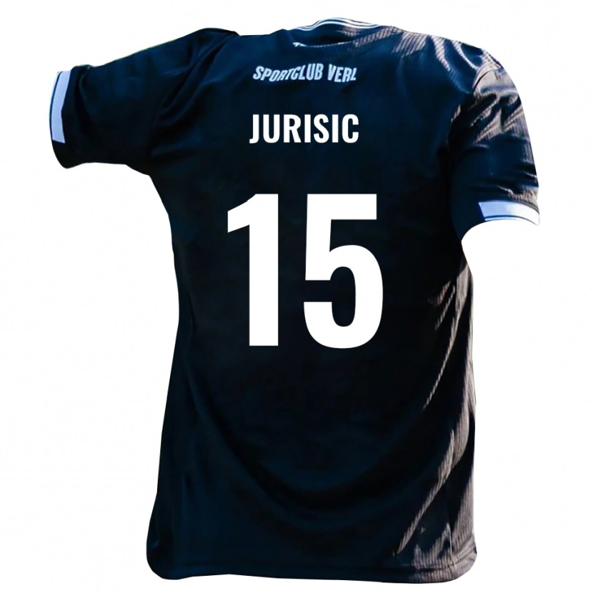 Danxen Hombre Camiseta Fabian Jurisic #15 Negro Blanco 2ª Equipación 2025/26 La Camisa