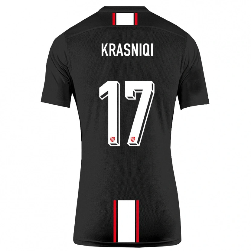 Danxen Hombre Camiseta Ermal Krasniqi #17 Negro Blanco 2ª Equipación 2025/26 La Camisa