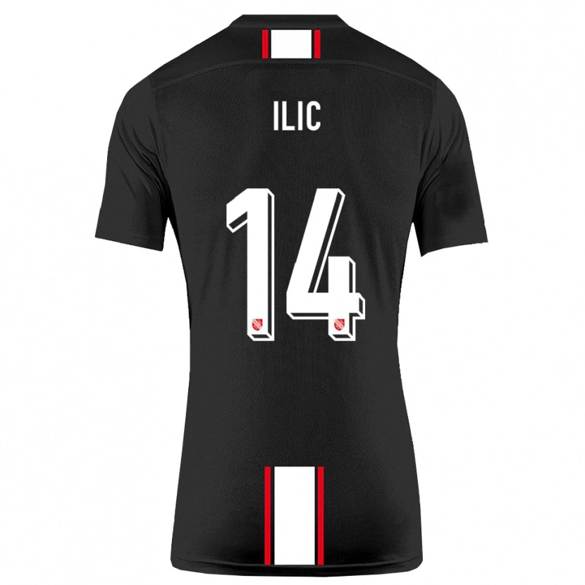 Danxen Hombre Camiseta Marko Ilic #14 Negro Blanco 2ª Equipación 2025/26 La Camisa