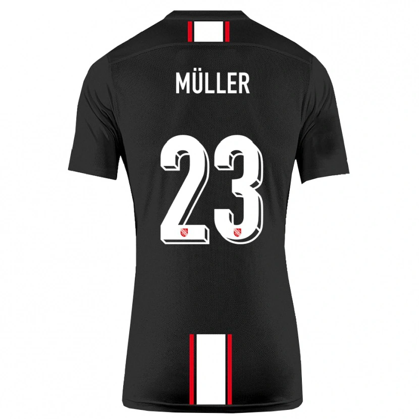 Danxen Hombre Camiseta Robin Müller #23 Negro Blanco 2ª Equipación 2025/26 La Camisa