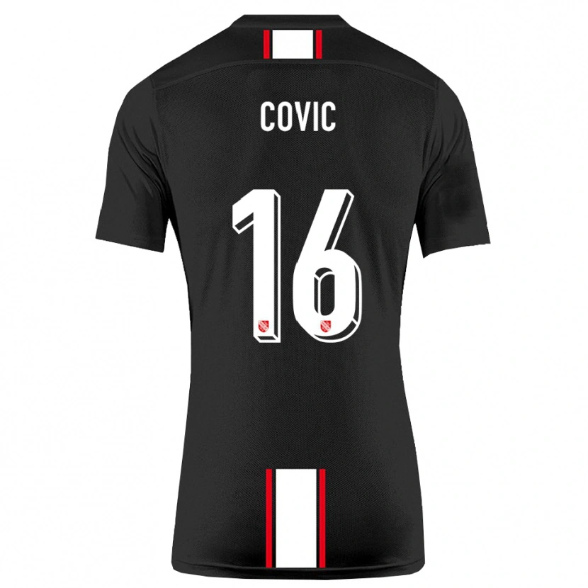 Danxen Hombre Camiseta Rayen Covic #16 Negro Blanco 2ª Equipación 2025/26 La Camisa