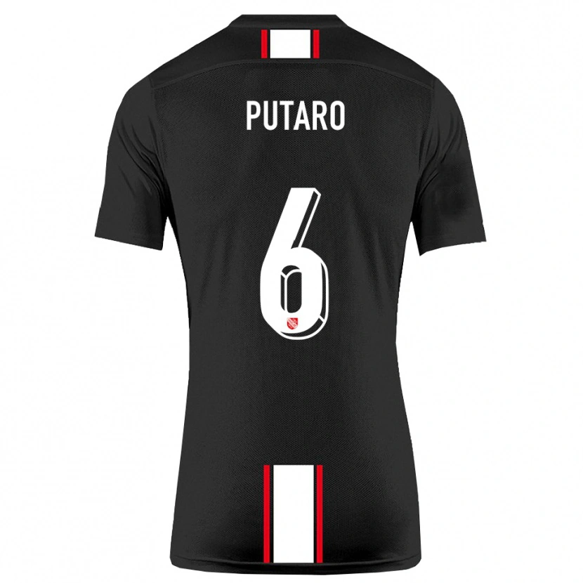 Danxen Hombre Camiseta Luca Putaro #6 Negro Blanco 2ª Equipación 2025/26 La Camisa