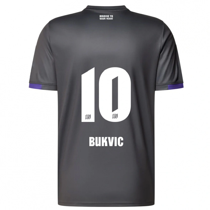 Danxen Hombre Camiseta Adem Bukvic #10 Gris Púrpura 2ª Equipación 2025/26 La Camisa