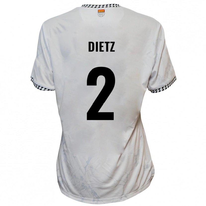 Danxen Hombre Camiseta Lars Dietz #2 Blanco Negro 2ª Equipación 2025/26 La Camisa