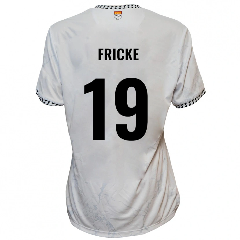 Danxen Hombre Camiseta Fabian Fricke #19 Blanco Negro 2ª Equipación 2025/26 La Camisa