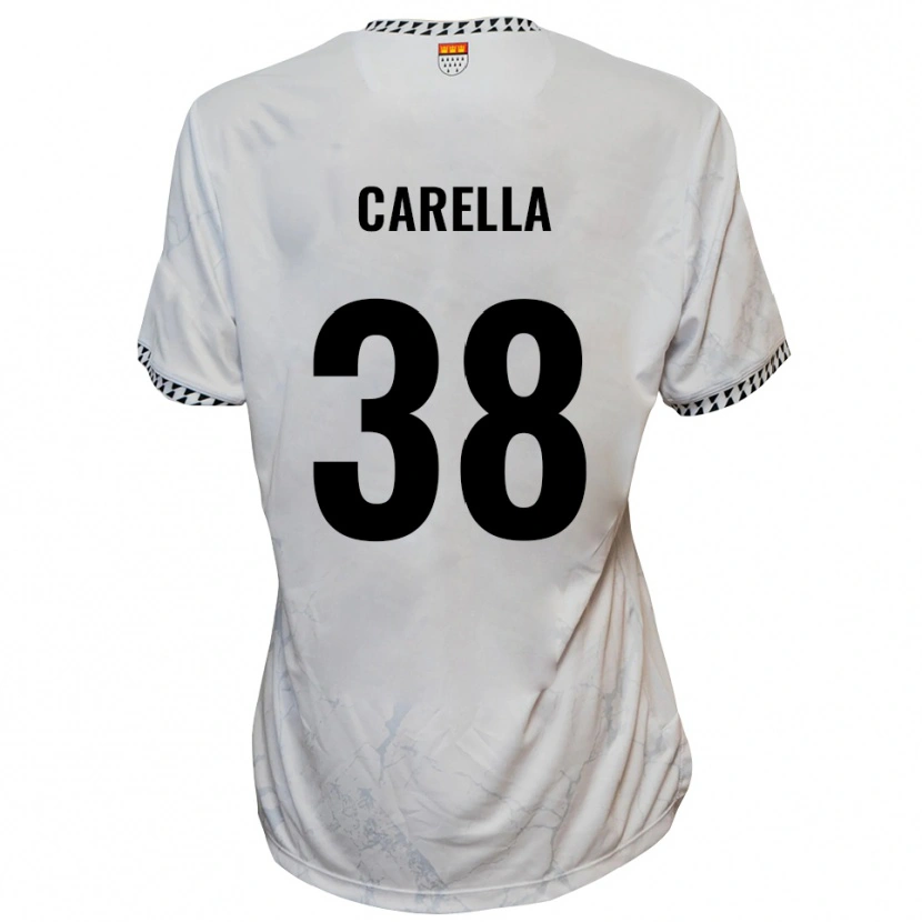 Danxen Hombre Camiseta Samuele Carella #38 Blanco Negro 2ª Equipación 2025/26 La Camisa