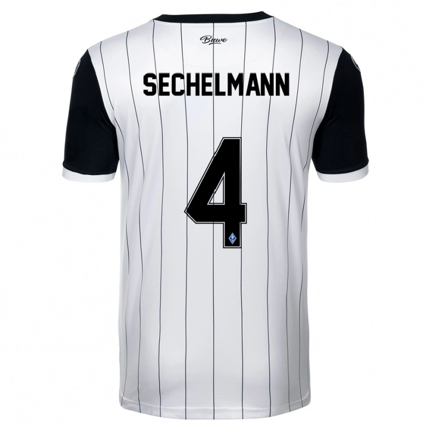 Danxen Hombre Camiseta Tim Sechelmann #4 Blanco Negro 2ª Equipación 2025/26 La Camisa
