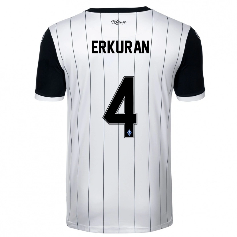 Danxen Hombre Camiseta Emirhan Erkuran #4 Blanco Negro 2ª Equipación 2025/26 La Camisa