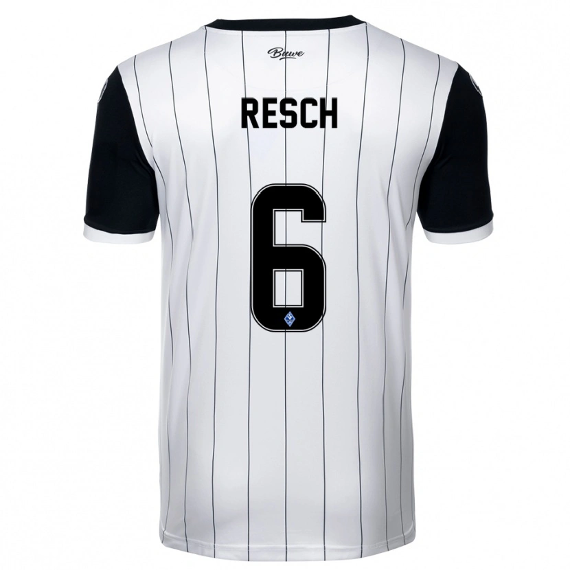 Danxen Hombre Camiseta Kimo Resch #6 Blanco Negro 2ª Equipación 2025/26 La Camisa
