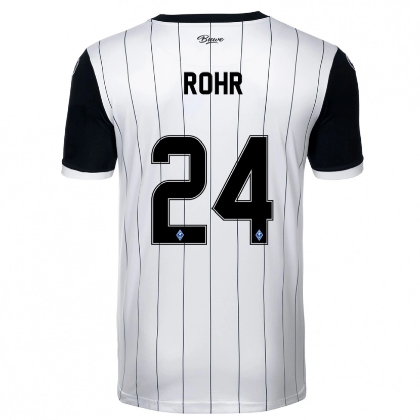Danxen Hombre Camiseta Elijah Rohr #24 Blanco Negro 2ª Equipación 2025/26 La Camisa