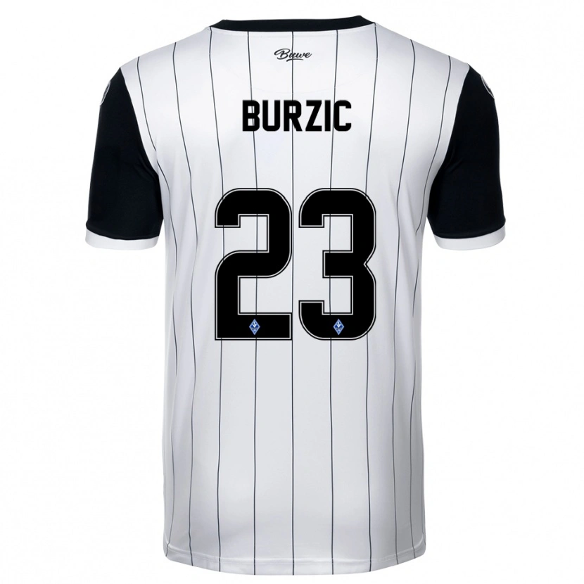Danxen Hombre Camiseta Dino Burzic #23 Blanco Negro 2ª Equipación 2025/26 La Camisa