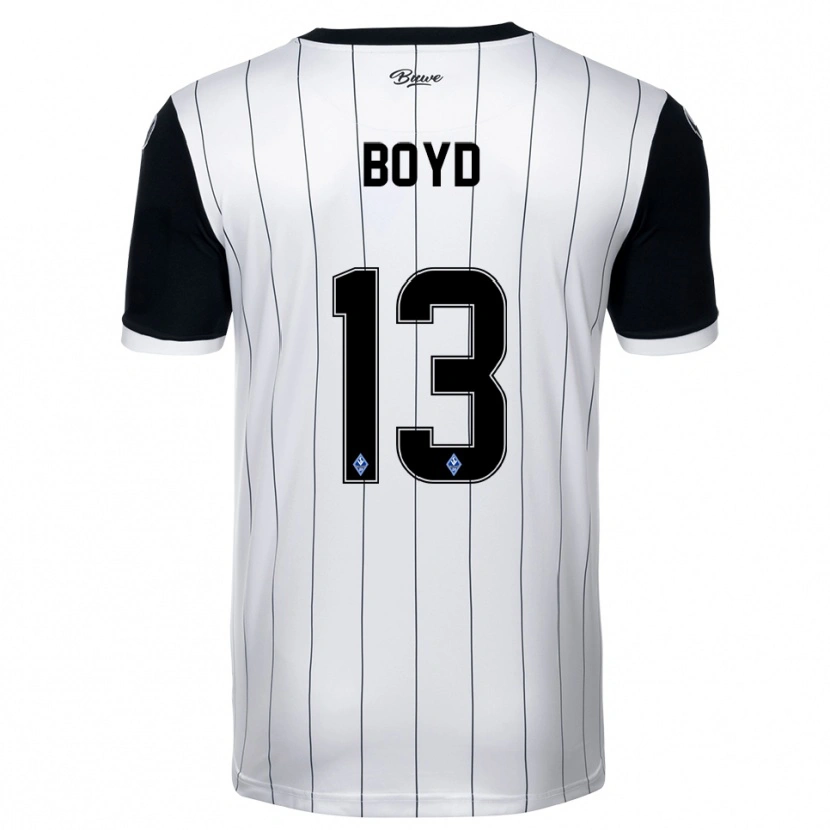 Danxen Hombre Camiseta Terrence Boyd #13 Blanco Negro 2ª Equipación 2025/26 La Camisa