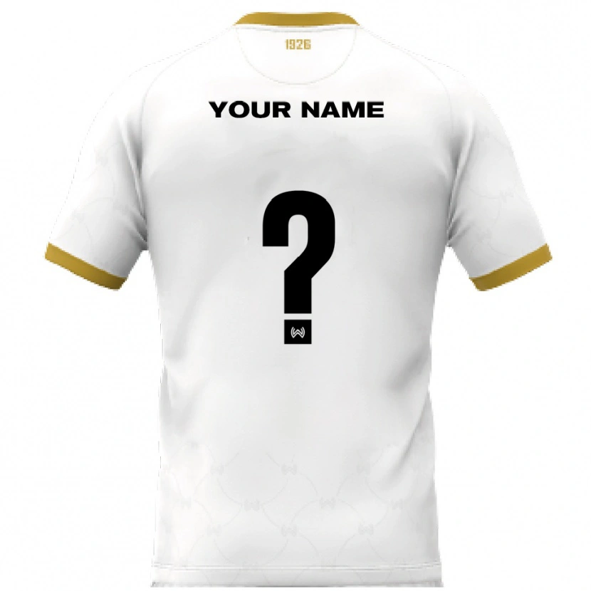 Danxen Hombre Camiseta Su Nombre #0 Blanco Dorado 2ª Equipación 2025/26 La Camisa