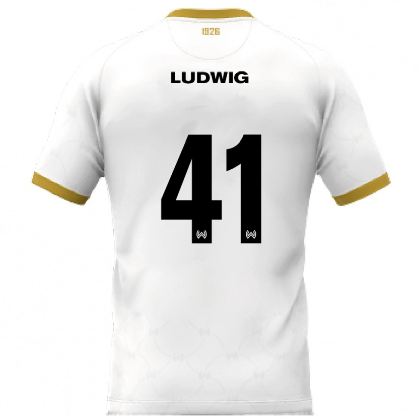 Danxen Hombre Camiseta Finn Ludwig #41 Blanco Dorado 2ª Equipación 2025/26 La Camisa