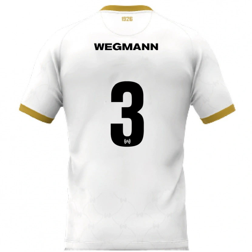 Danxen Hombre Camiseta Marius Wegmann #3 Blanco Dorado 2ª Equipación 2025/26 La Camisa