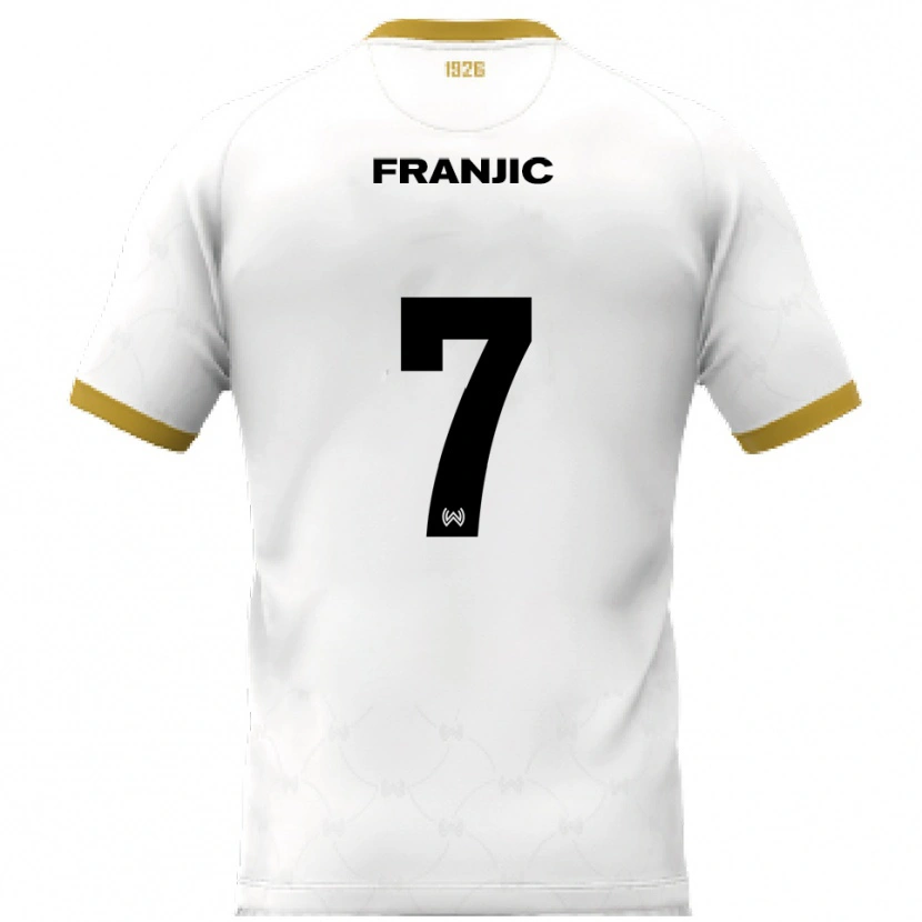 Danxen Hombre Camiseta Ivan Franjic #7 Blanco Dorado 2ª Equipación 2025/26 La Camisa