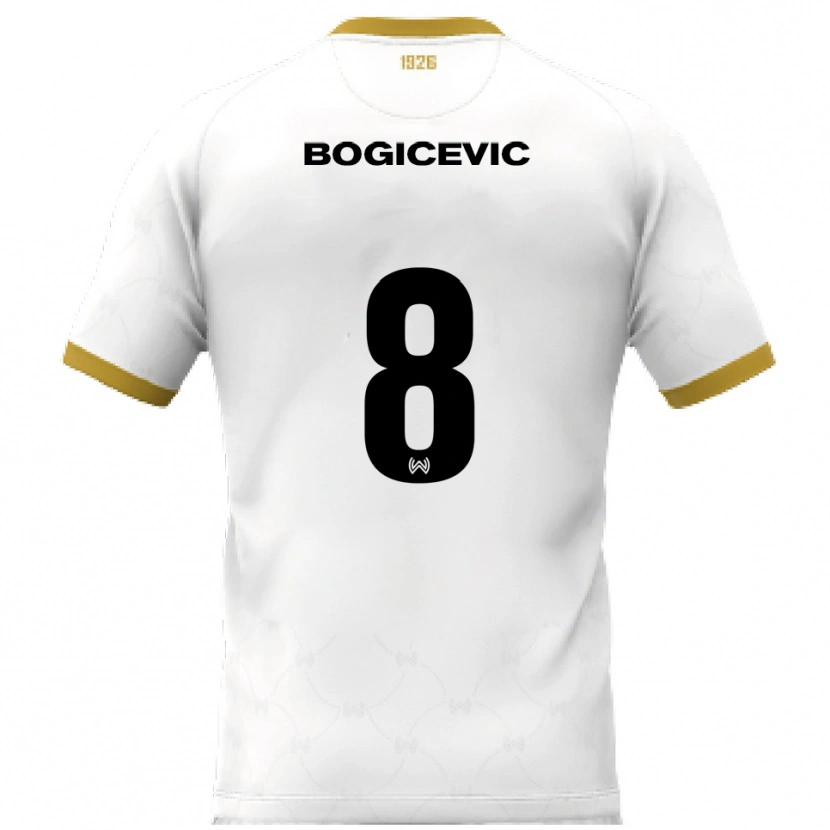 Danxen Hombre Camiseta Donny Bogicevic #8 Blanco Dorado 2ª Equipación 2025/26 La Camisa