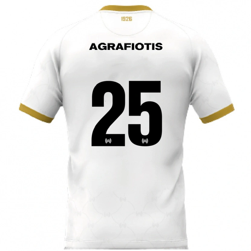 Danxen Hombre Camiseta Nikolas Agrafiotis #25 Blanco Dorado 2ª Equipación 2025/26 La Camisa