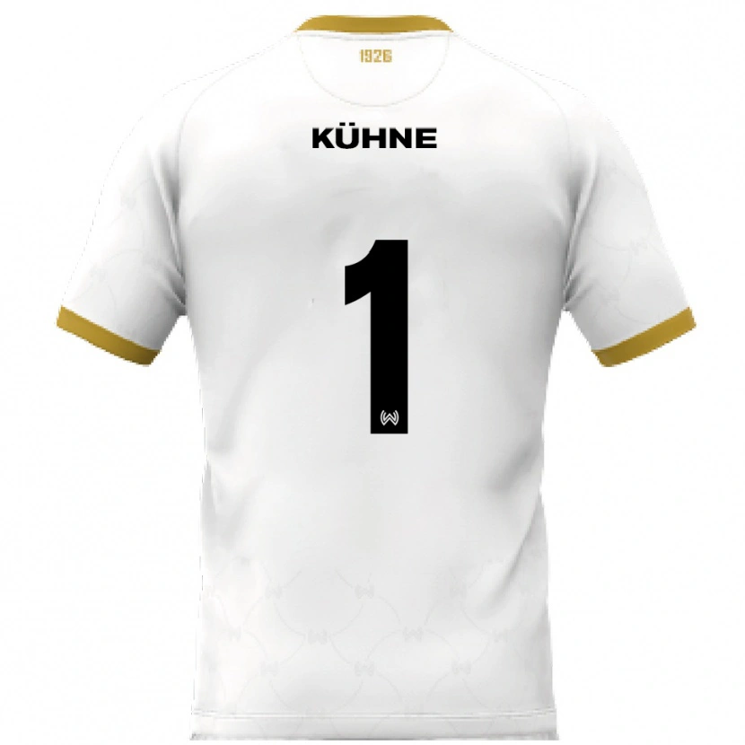 Danxen Hombre Camiseta Lars Kühne #1 Blanco Dorado 2ª Equipación 2025/26 La Camisa