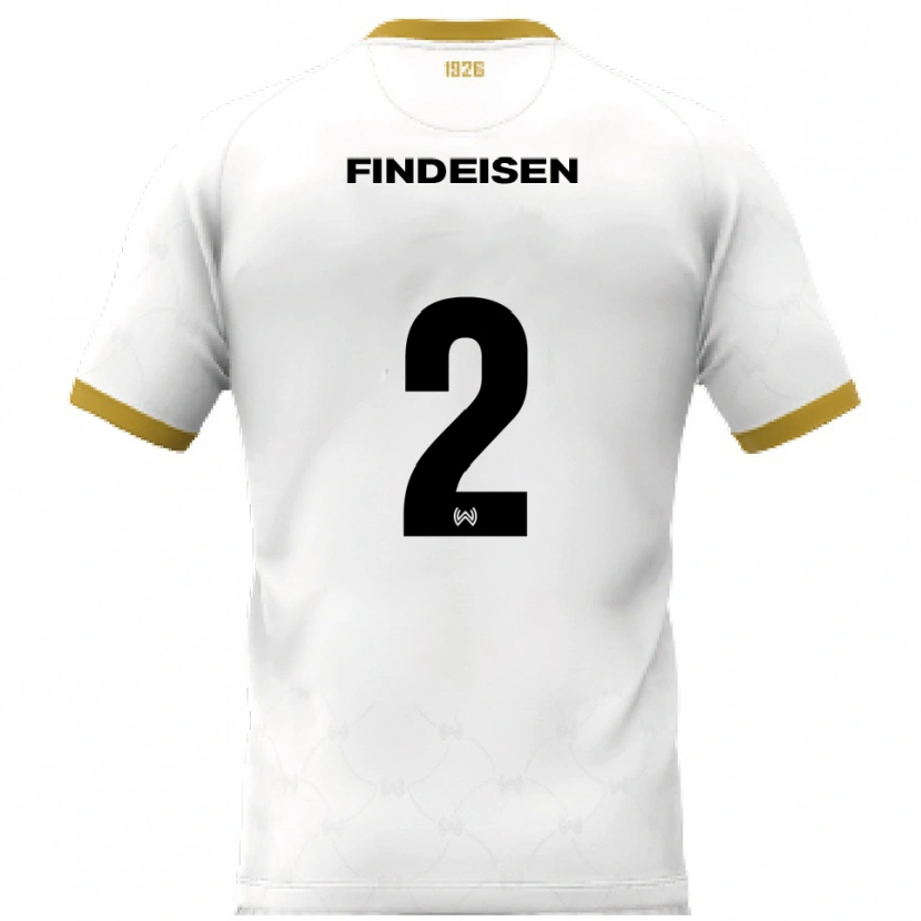 Danxen Hombre Camiseta Edwin Findeisen #2 Blanco Dorado 2ª Equipación 2025/26 La Camisa