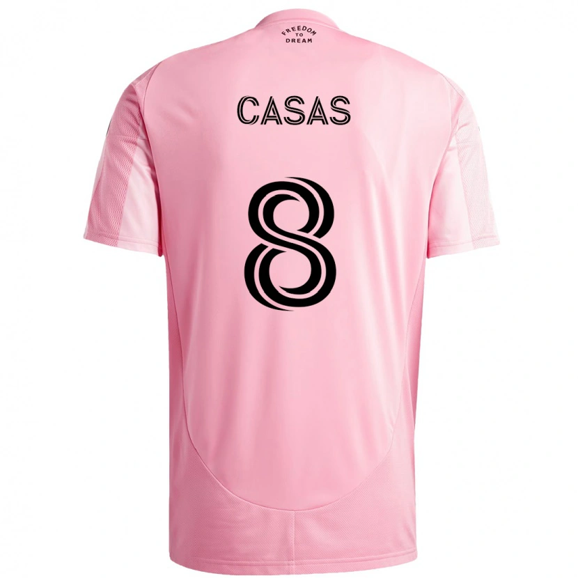 Danxen Niño Camiseta Pep Casas #8 Negro Rosa 1ª Equipación 2025/26 La Camisa