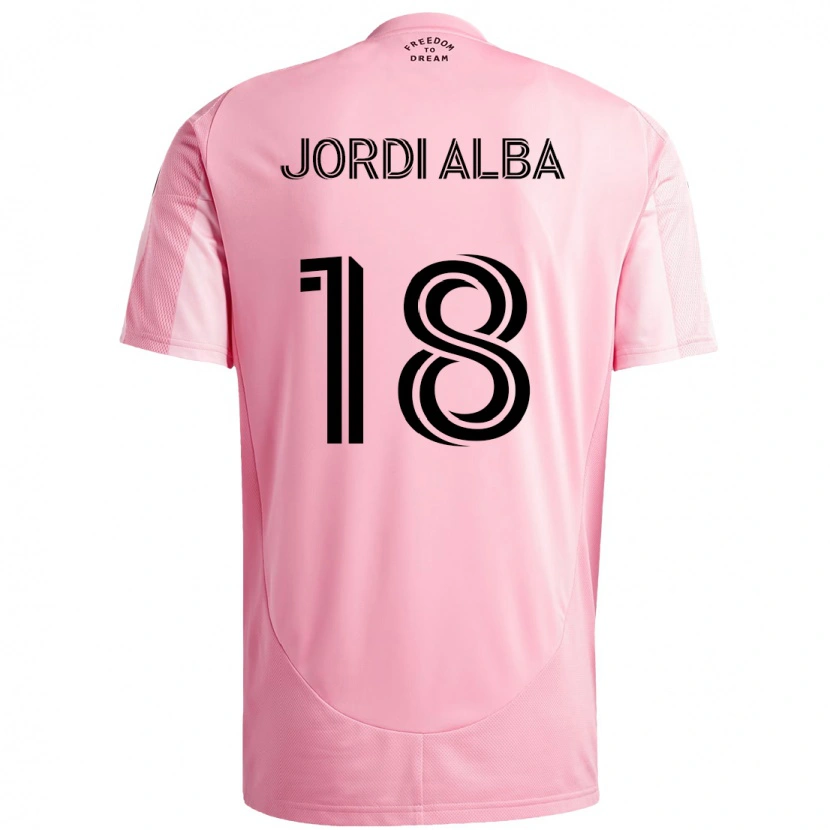 Danxen Niño Camiseta Jordi Alba #18 Negro Rosa 1ª Equipación 2025/26 La Camisa