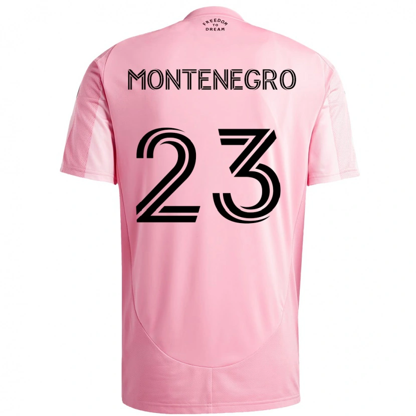 Danxen Niño Camiseta Ricardo Montenegro #23 Rosa Negro 1ª Equipación 2025/26 La Camisa