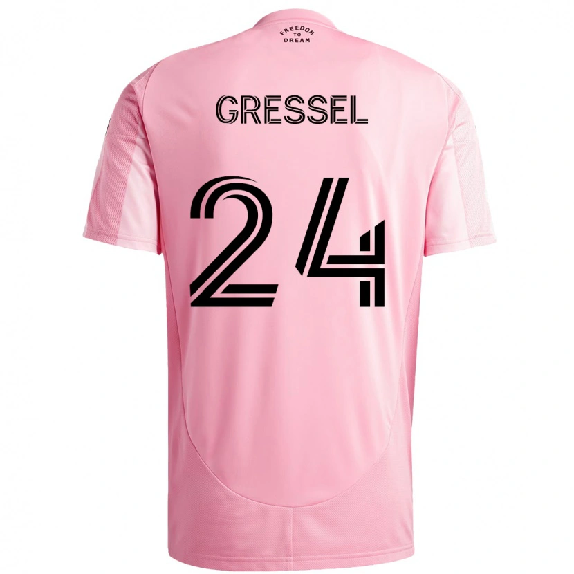 Danxen Niño Camiseta Julian Gressel #24 Rosa Negro 1ª Equipación 2025/26 La Camisa