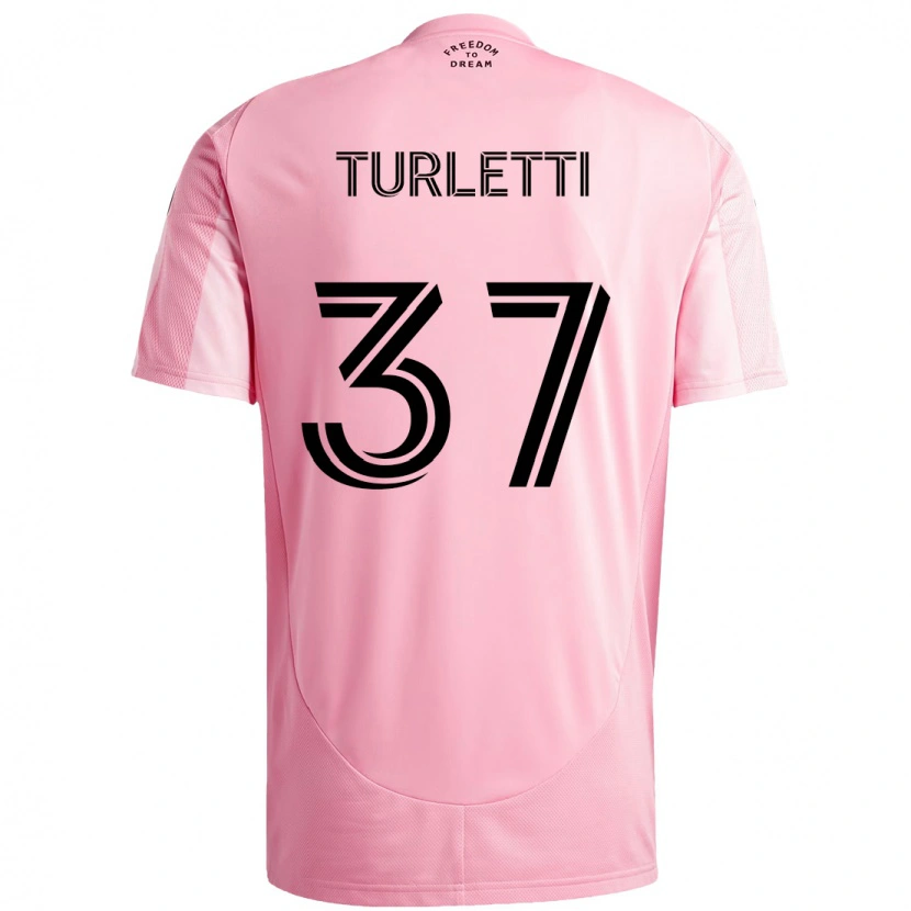 Danxen Niño Camiseta Mateo Turletti #37 Rosa Negro 1ª Equipación 2025/26 La Camisa