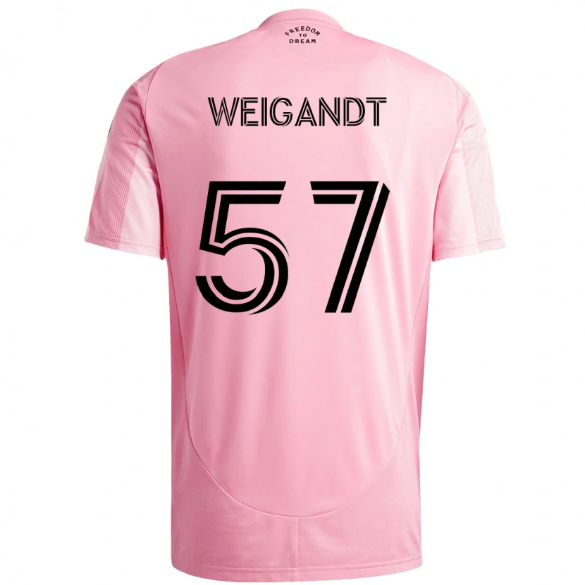 Danxen Niño Camiseta Marcelo Weigandt #57 Negro Rosa 1ª Equipación 2025/26 La Camisa
