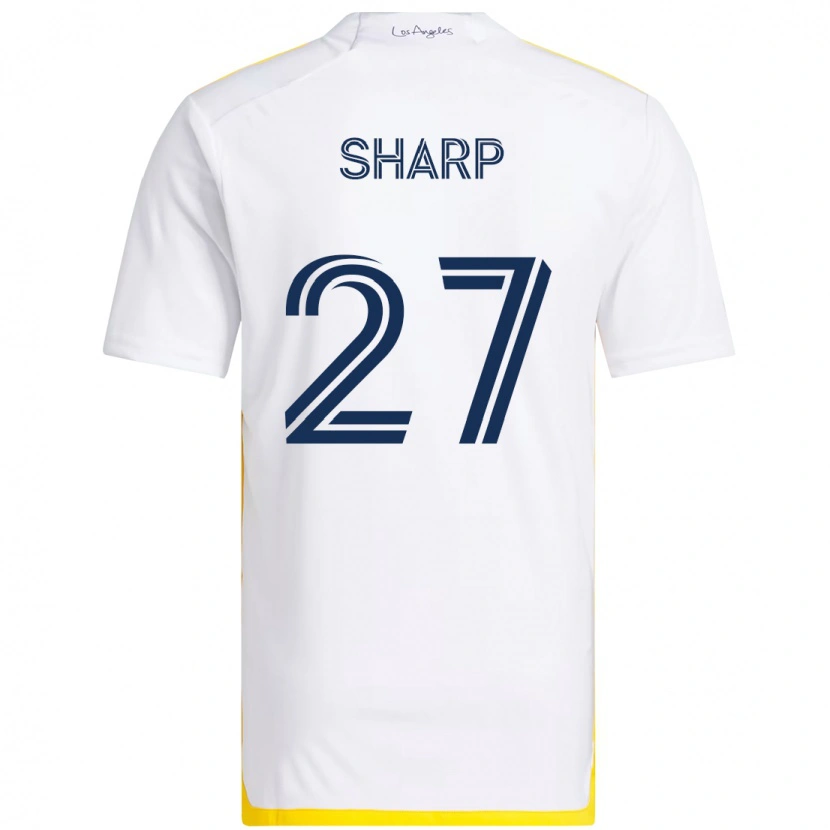 Danxen Niño Camiseta Billy Sharp #27 Blanco Amarillo 1ª Equipación 2025/26 La Camisa