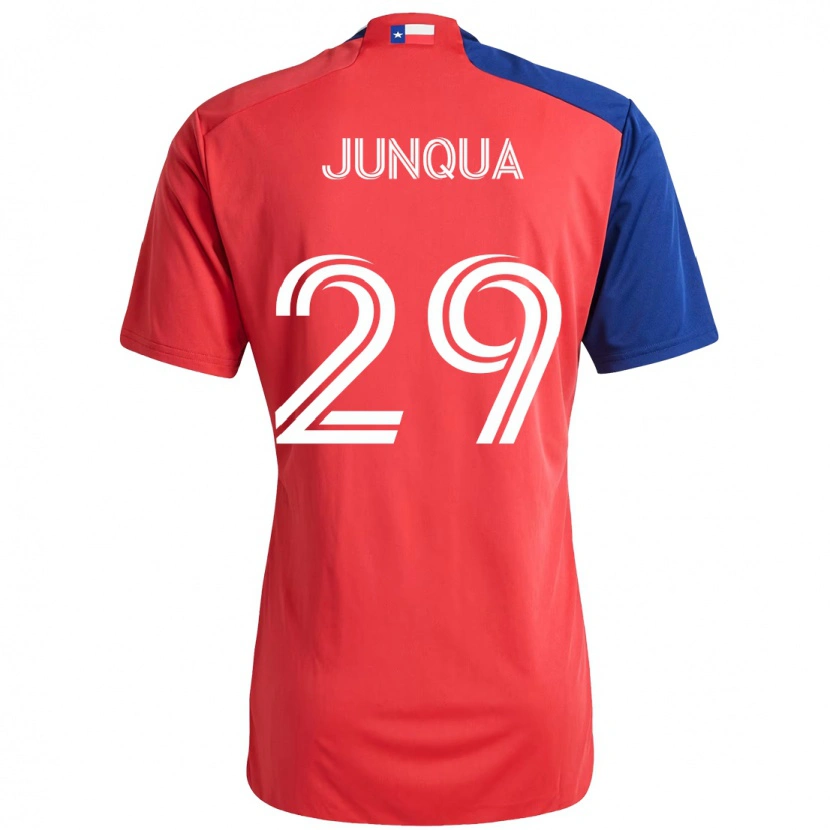 Danxen Niño Camiseta Sam Junqua #29 Azul Claro Rojo 1ª Equipación 2025/26 La Camisa