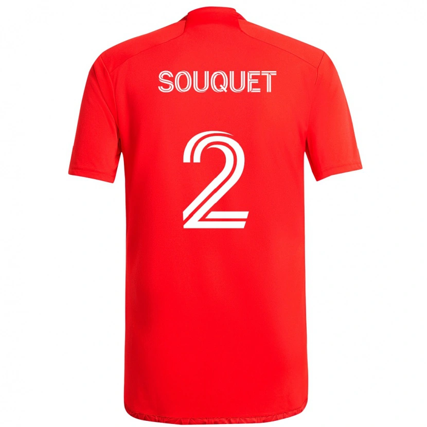 Danxen Niño Camiseta Arnaud Souquet #2 Rojo Blanco 1ª Equipación 2025/26 La Camisa