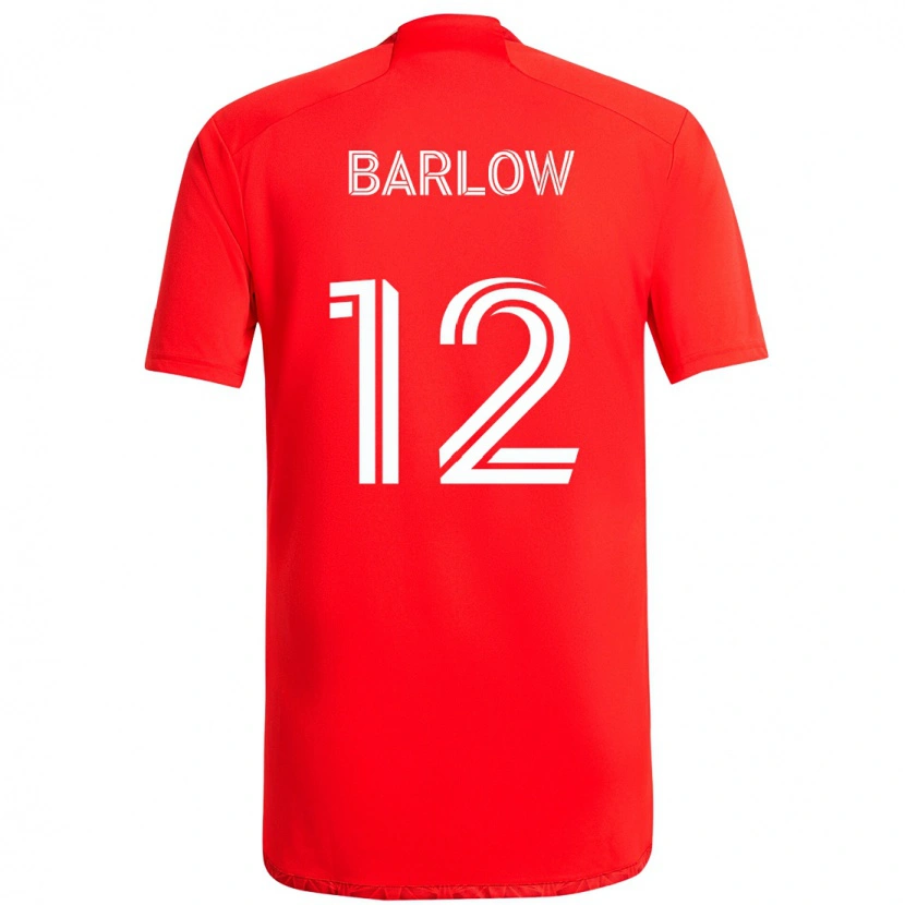 Danxen Niño Camiseta Tom Barlow #12 Rojo Blanco 1ª Equipación 2025/26 La Camisa