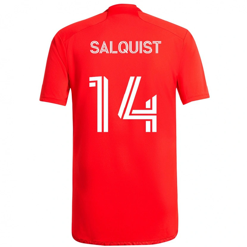 Danxen Niño Camiseta Tobias Salquist #14 Rojo Blanco 1ª Equipación 2025/26 La Camisa
