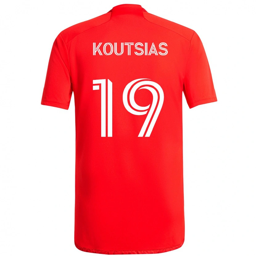 Danxen Niño Camiseta Georgios Koutsias #19 Rojo Blanco 1ª Equipación 2025/26 La Camisa