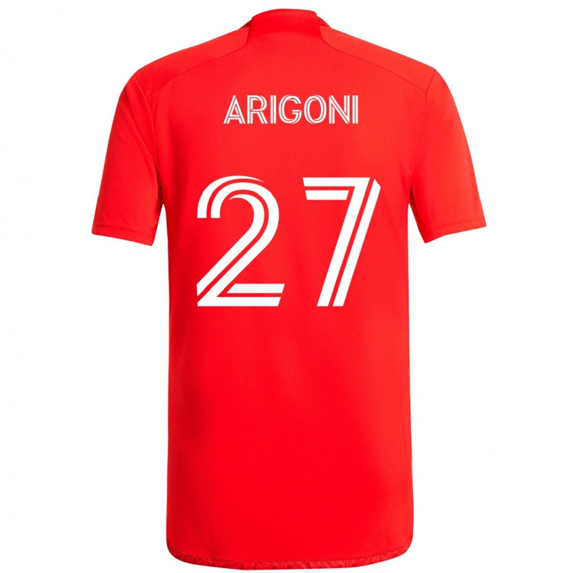Danxen Niño Camiseta Allan Arigoni #27 Rojo Blanco 1ª Equipación 2025/26 La Camisa