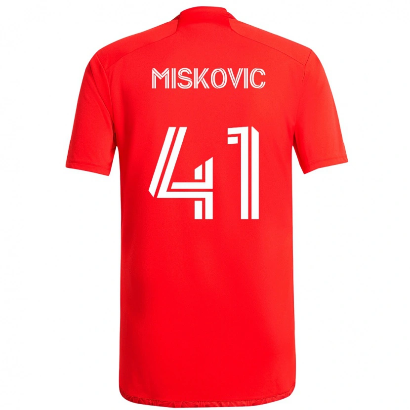Danxen Niño Camiseta Mihajlo Miskovic #41 Rojo Blanco 1ª Equipación 2025/26 La Camisa