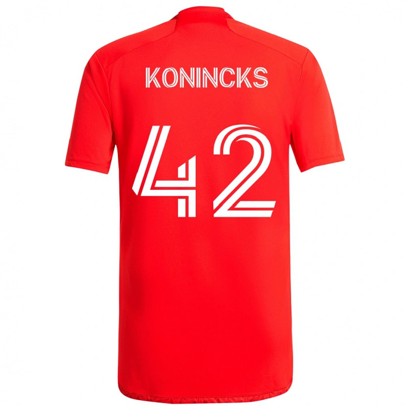 Danxen Niño Camiseta Diego Konincks #42 Rojo Blanco 1ª Equipación 2025/26 La Camisa