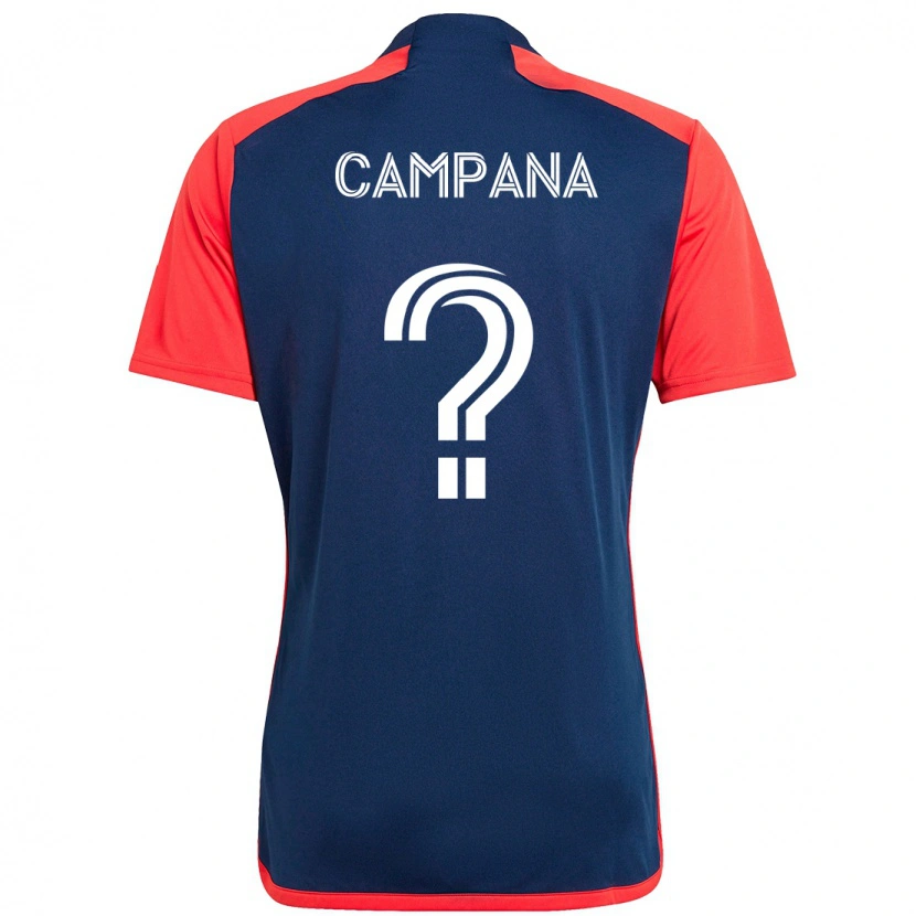 Danxen Niño Camiseta Leonardo Campana #0 Blanco Azul 1ª Equipación 2025/26 La Camisa