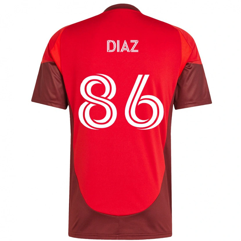 Danxen Niño Camiseta Alec Díaz #86 Blanco Rojo 1ª Equipación 2025/26 La Camisa