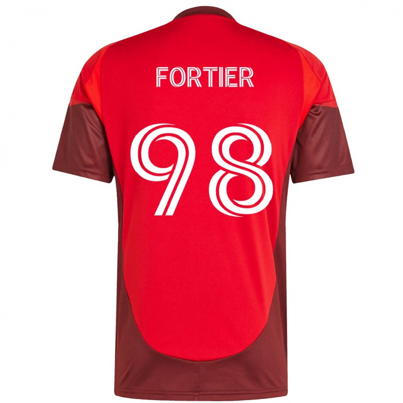 Danxen Niño Camiseta Kristjan Fortier #98 Blanco Rojo 1ª Equipación 2025/26 La Camisa