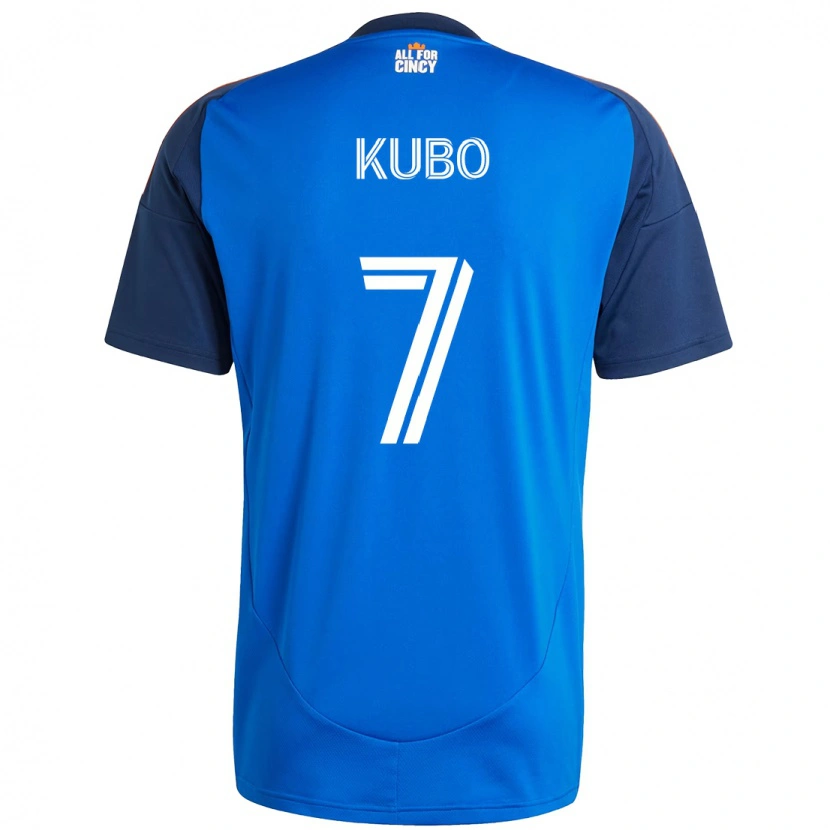 Danxen Niño Camiseta Yuya Kubo #7 Blanco Azul Naranja 1ª Equipación 2025/26 La Camisa