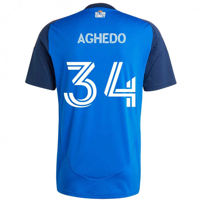 Danxen Niño Camiseta London Aghedo #34 Blanco Azul Naranja 1ª Equipación 2025/26 La Camisa
