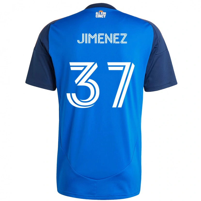 Danxen Niño Camiseta Stiven Jimenez #37 Blanco Azul Naranja 1ª Equipación 2025/26 La Camisa
