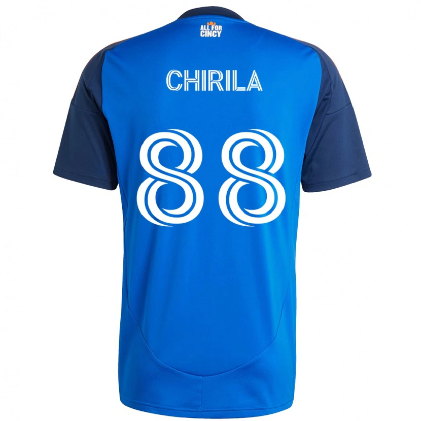 Danxen Niño Camiseta Andrei Chirilă #88 Blanco Azul Naranja 1ª Equipación 2025/26 La Camisa