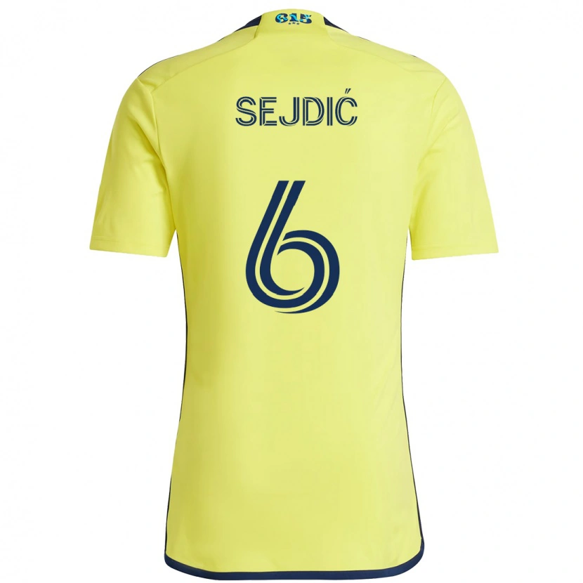 Danxen Niño Camiseta Amar Sejdić #6 Azul Marino Amarillo 1ª Equipación 2025/26 La Camisa