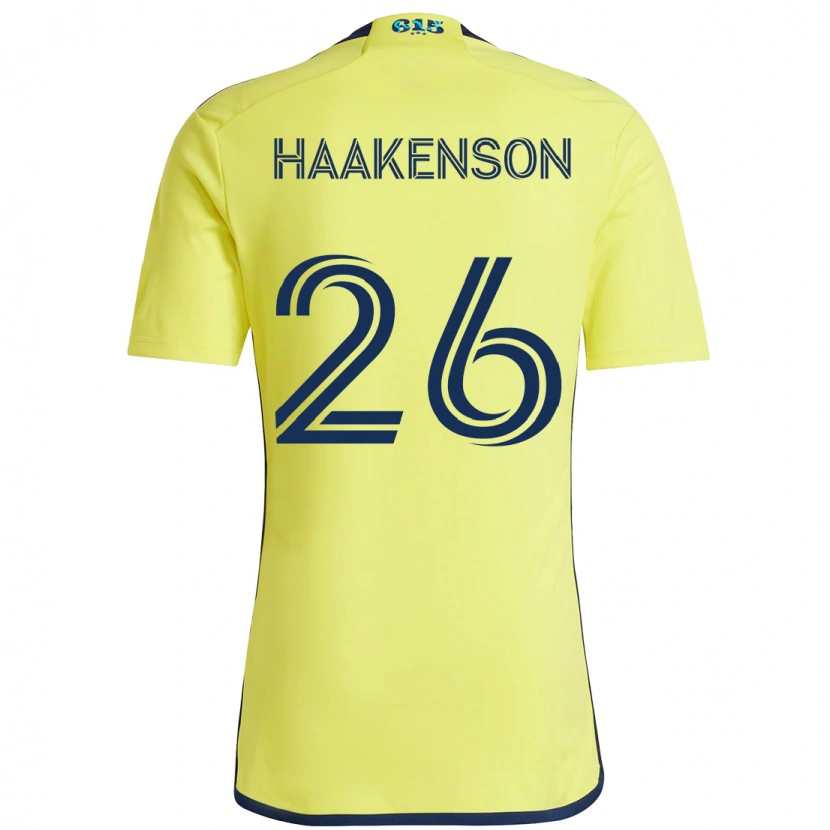 Danxen Niño Camiseta Luke Haakenson #26 Azul Marino Amarillo 1ª Equipación 2025/26 La Camisa