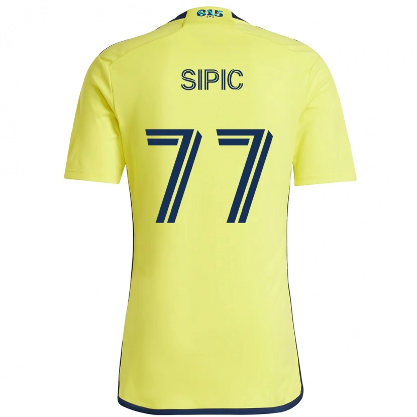 Danxen Niño Camiseta Adem Sipić #77 Azul Marino Amarillo 1ª Equipación 2025/26 La Camisa
